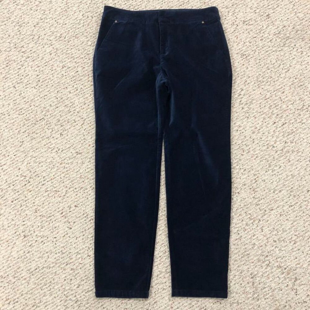 NWOT Sundance Flat-Front Blue Velvet Cotton Trouser Pants - Size 10